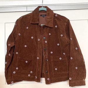Nwot Madewell Embroidered Corduroy Crop Shirt-Jacket
